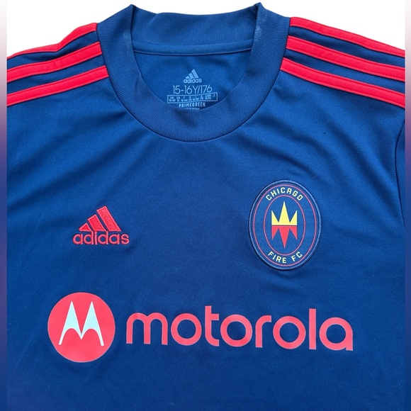 adidas Other - Adidas‎ Chicago Fire Soccer Jersey Navy Blue Size 15-16 Y Futbol Jersey Kit MLS